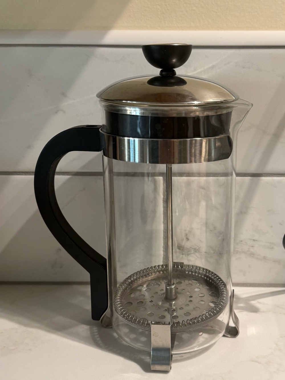 Glass French Press Coffee Maker with Black Handle